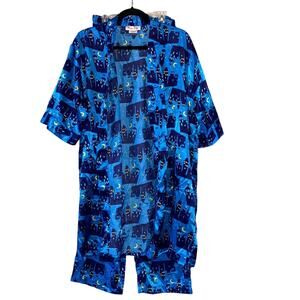 Miss Fifi Vintage Cityscape at Night Graphic Satin Robe & Bottoms